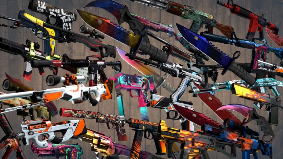 Collection of Continued Strike weapon skins including knives and rifles